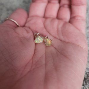 Raw Ethiopian opal stud earrings (handmade)